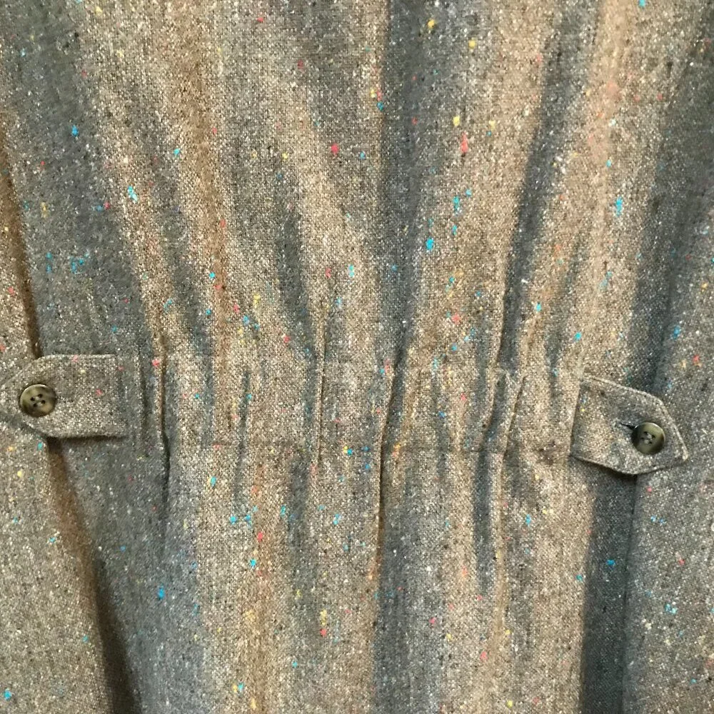 Together Wool Blend Jacket, Vintage 80s Donegal Tweed Tan Brown Blazer 12M